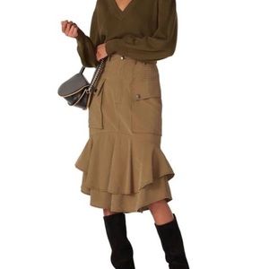 Marissa Webb Olive Green Midi Cargo skirt size 4